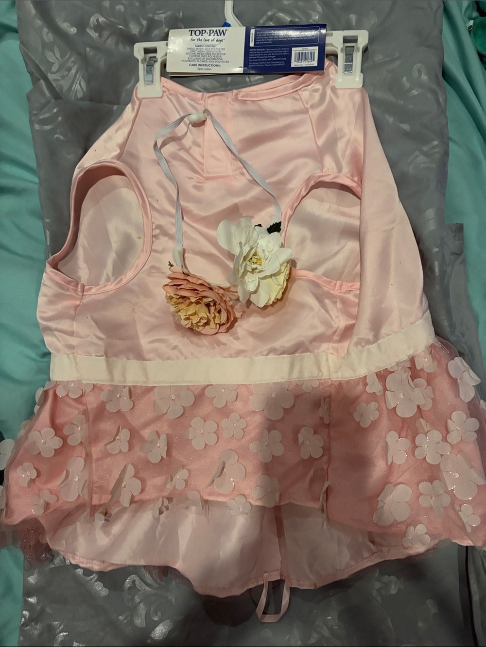 Top Paw Pink and White Floral Tutu Dress Costume